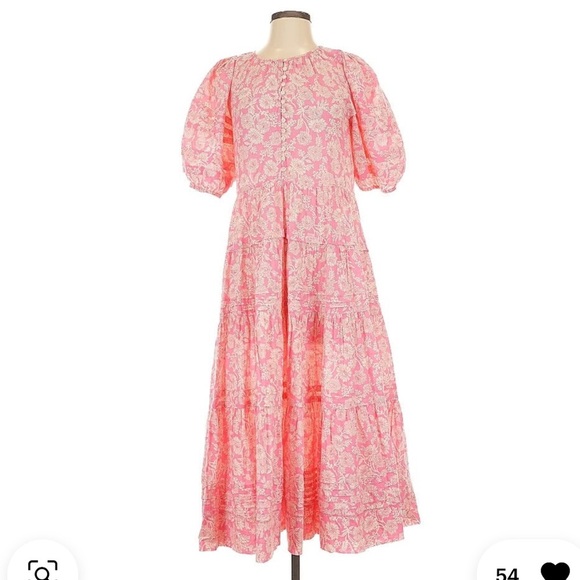 The GREAT.  Bright Rouge Wild Brush Floral The Pleated Ravine Dress - Picture 3 of 11
